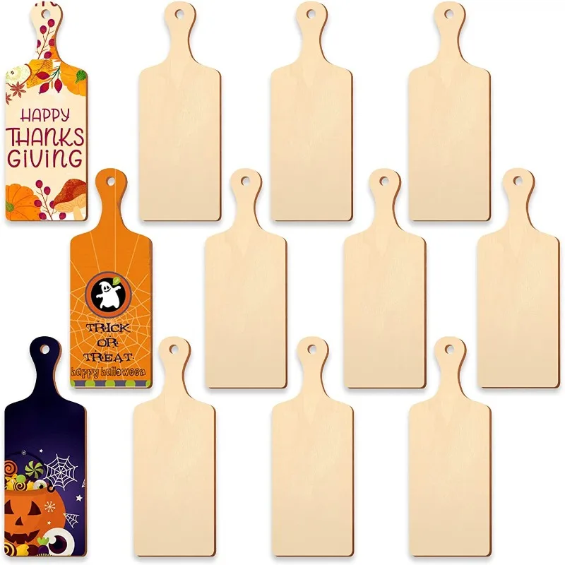 

12PCS DIY Mini Wooden Cutting Board Graffiti Handmade Wooden Crafts Christmas Family Party Decoration