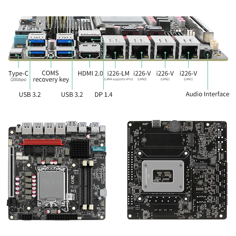 New Q670 4x Intel 2.5G Ethernet Ports 8-Bay NAS Motherboard for Intel 12/13/14 Gen CPU | 3x M.2 NVMe | 8x SATA3.0 | HDMI+DP