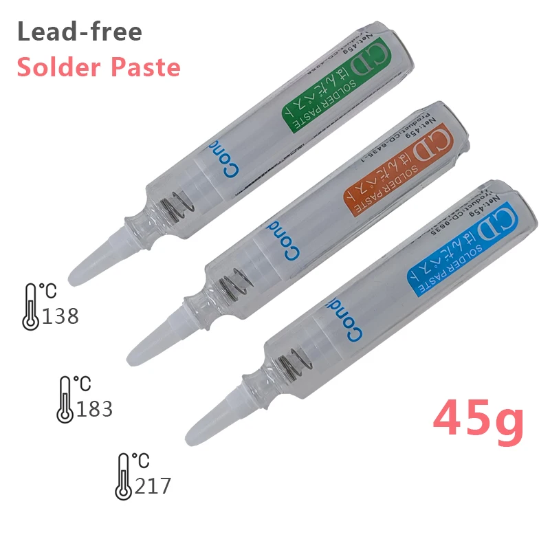 

Lead-free Solder Paste Low Medium High Temperature Melting Point 138 158 183 217°C Welding Flux For BGA Rework Station Tin Cream