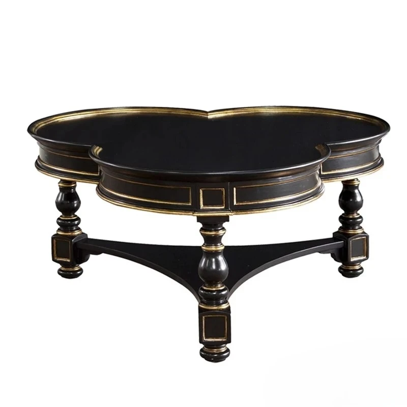 FGnew modern solid wood sticker gold hand-painted engraved painting plum blossom shape gold brown khaki black coffee table