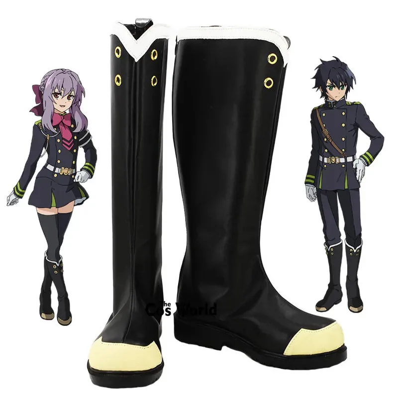 

Owari no Seraph Of The End Hyakuya Yuichiro Hiiragi Shinoa Anime Customize Косплей Туфли на плоской подошве Сапоги