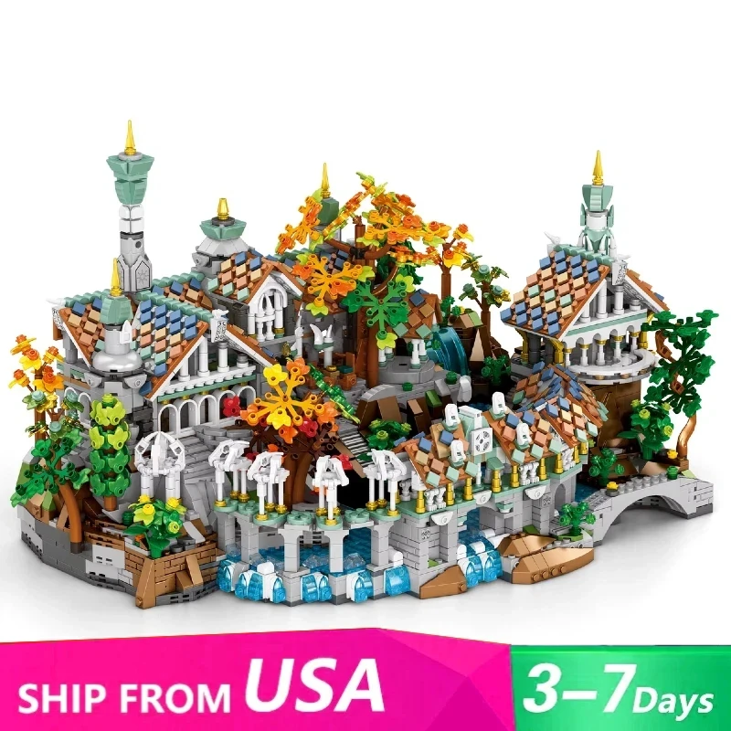 4406PCS MOC Movie Rings Duskvale Sanctum Building Blocks Medieval Palace Street View Architecture Model Assembly Toys Adult Gift
