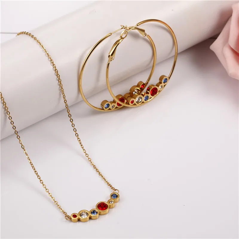 

Ear Ring Stainless Steel Jewelry Sets Indian Jewelry Necklace Set Hoop Earrings Set Fashion Jewellery Accessories Free Shipping