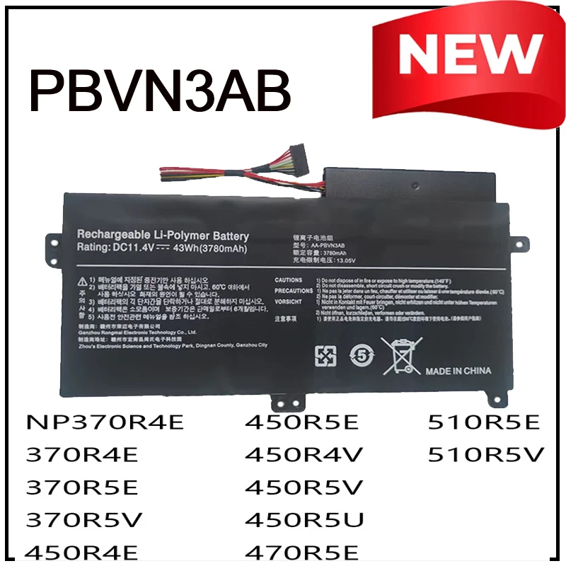 

PBVN3AB Replacement Li-ion Laptop Battery for Sumsang NP370R4E NP470R5E NP450R5V NP510R5E 450R4V 370R5E NP470R5E 550R5L R5K New