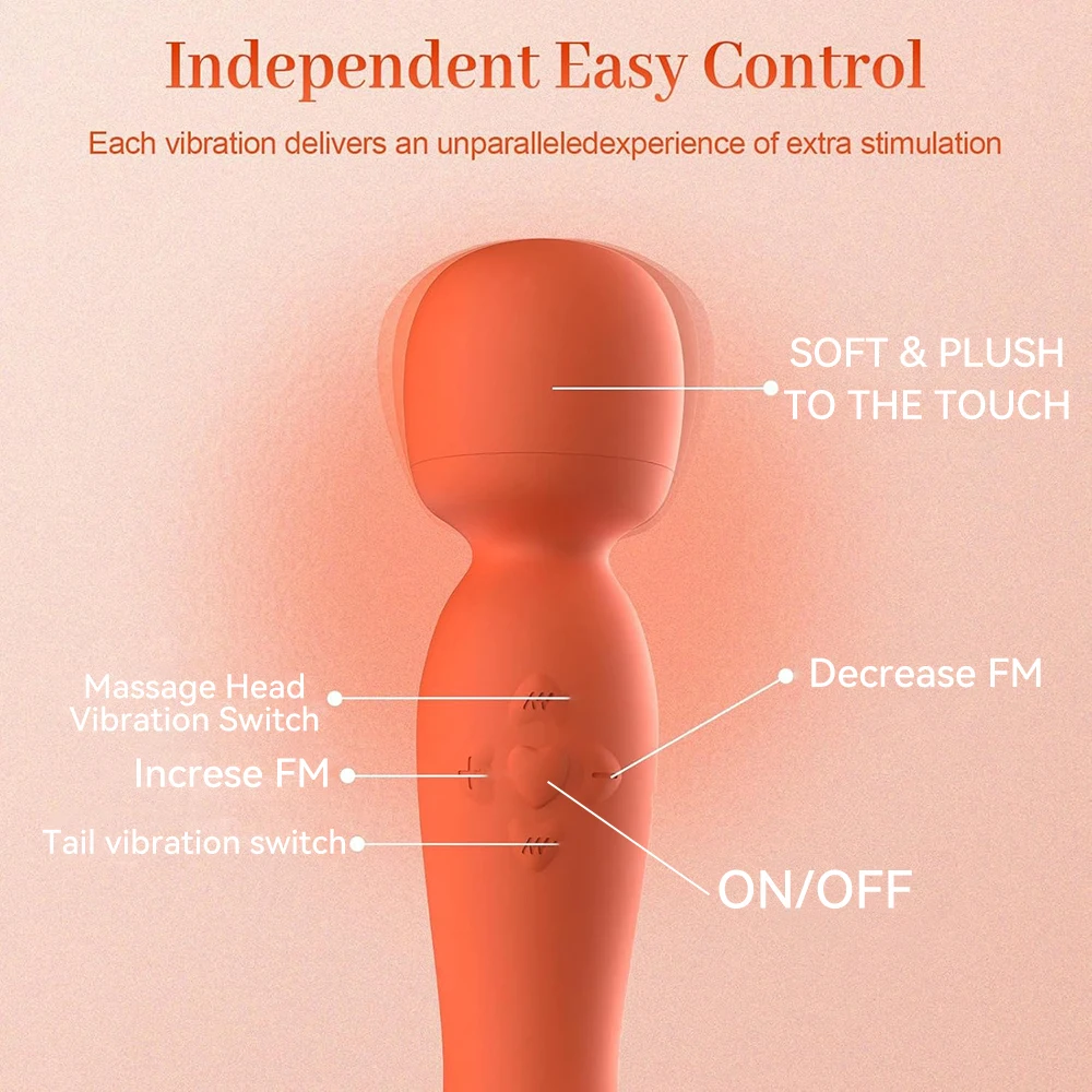 AV Vibrator Masturbation Stimulator Couple Silicone Female Doublehead Powerful Electric For Women Massage Stick Adult Sex Toys view 3