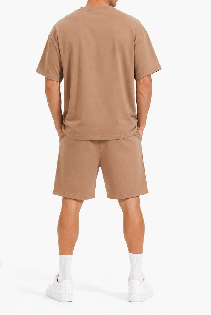Men's Suit Summer Casual 2-piece Set with Short Sleeved T-shirt and Shorts Matching