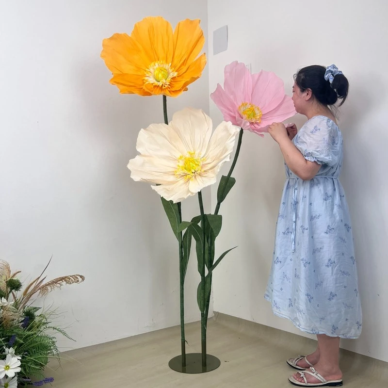 

190cm Large Wedding Decor Props Poppy Flower Artificial Flowers for Wedding Garden Decoration Birthday Party Home Decor Mariage