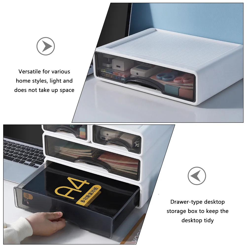 Desktop Drawer Box 3-Tier Stackable Organizer Stationery Storage Container Plastic Desk Organizer For Office Makeup