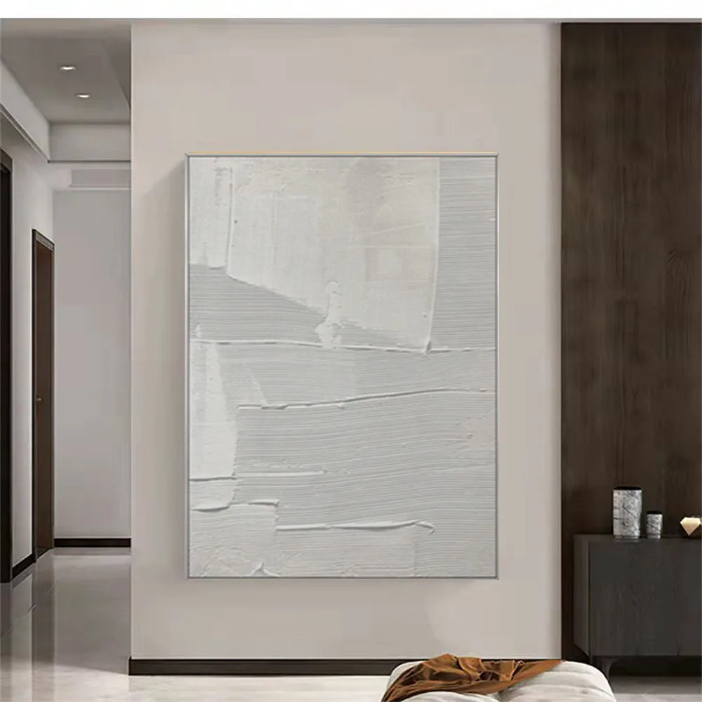 

Acrylic 3d White Texture Hand-Painted Canvas Abstract Oil Painting Modern Fashion Room Home Decoration Art Wall Poster Porch Liv