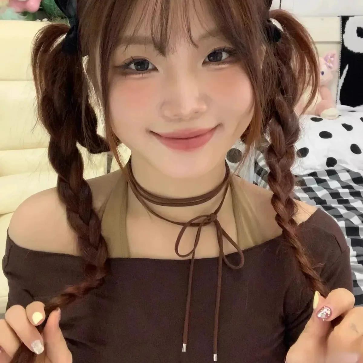 European and American sexy lace up black velvet bow collar female hot girl collarbone chain neck strap necklace - view 4