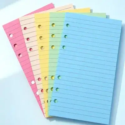 50 صفحة A6 ورق أوراق فضفاضة مبطن عبوات ملونة لمخطط دفتر الملاحظات ذو 6 فتحات إدراج ورقة ورقية فضفاضة #6