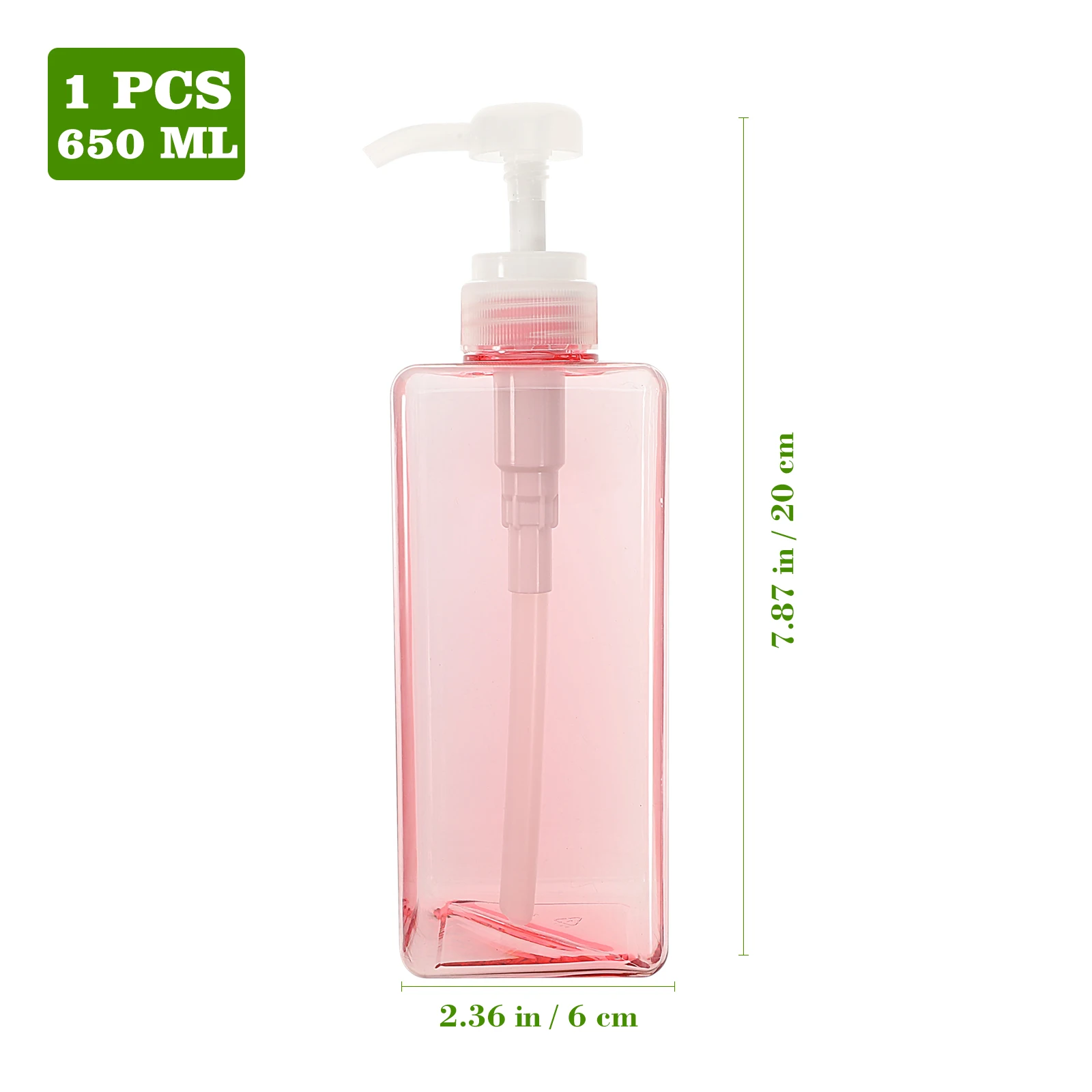 

650Ml Refillable Square Liquid Bottle Dispenser For Shampoo Body Wash Face Wash Essential Oil Storage Hand Pump Reusable