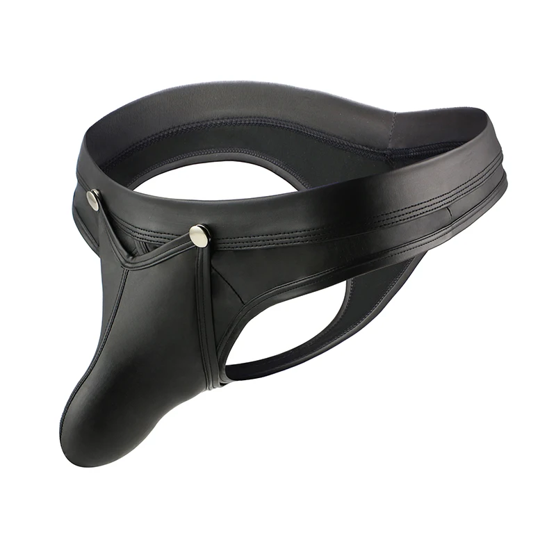 

Sexy Men PU Leather Thongs Open Pouch Bag T-back Erotic Underwear Bulge Enhancer Gay Male Funny G Strings Jockstrap Panties