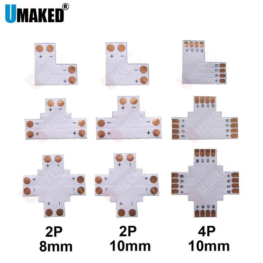 

2-контактный, 3-контактный, 4-контактный, 5-контактный светодиодный разъем L/T/X, форма 8 мм, 10 мм, 12 мм, FPC, бесплатный сварочный адаптер, используется для световой ленты 3528 2812 5050 RGB