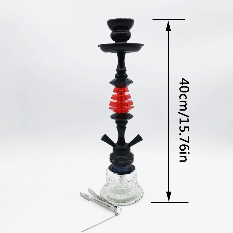 Arabia Hookah Set Large Double Tube Shisha Glass Bottle Ceramic Bowl Hose Water Pipe Bar KTV Hookah Accessories Birthday Gift D