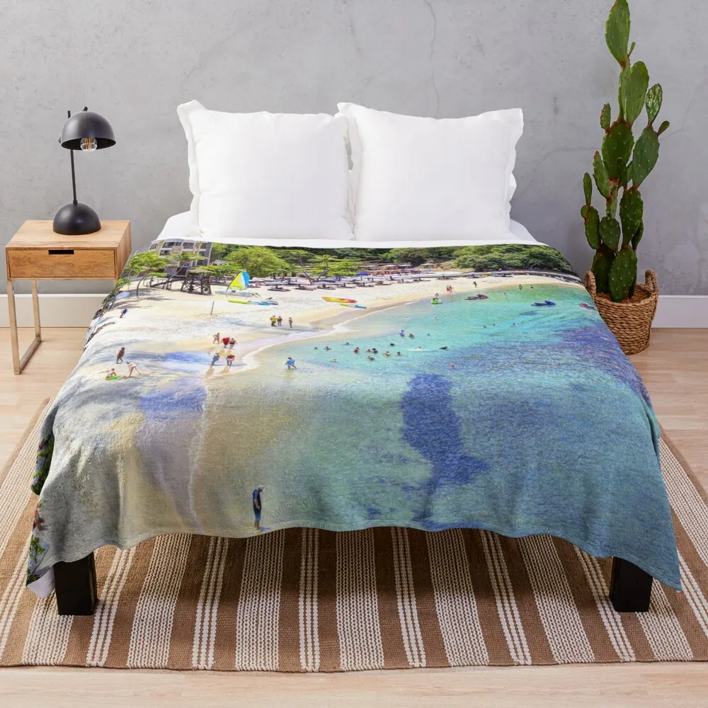 St Lucia Summer Beach Days Throw Blanket Thermal Shaggy Bed linens Blankets