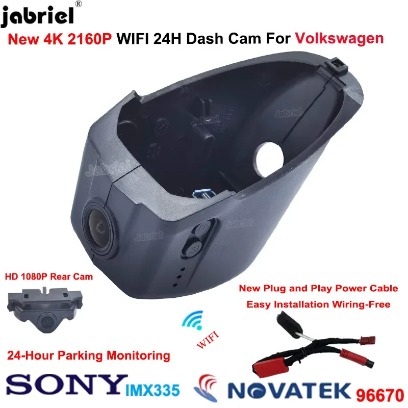 Jabriel For Volkswagen VW Passat CC 2015 - 2017 Dash Cam Camera 4K for Skoda Superb WIFI Car DVR Parking Monitor Video Recorder