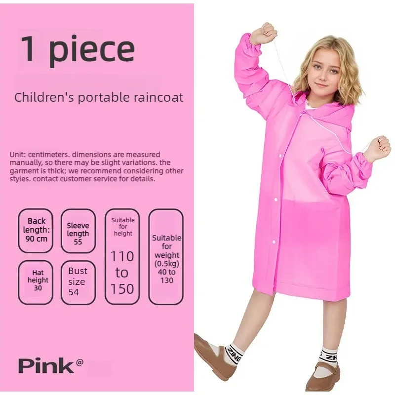 EVA Transparenter Einteiliger Wasserdichter Kinder-Regenmantel Leichter Kapuzenponcho für Outdoor-Reisen Tragbarer Dicker Regenschutz – Detail 11