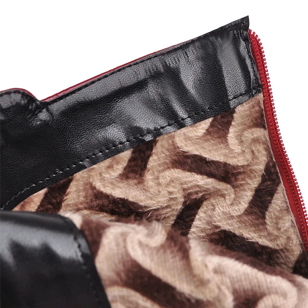 2025New femmes bottines femme Zip automne hiver PU cuir bout carré dames Chelsea bateaux talons hauts chaussons blanc rouge noir