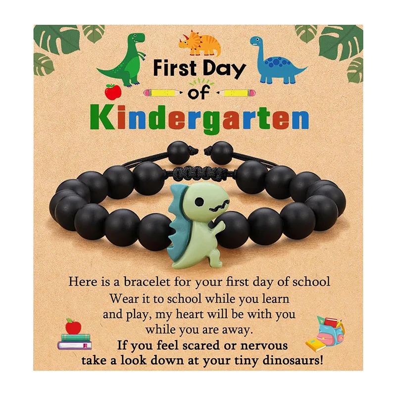 Children's Jewelry Dinosaur Bracelet With Card Frosted Resin Braid Bracelet First Day School Children's Gift