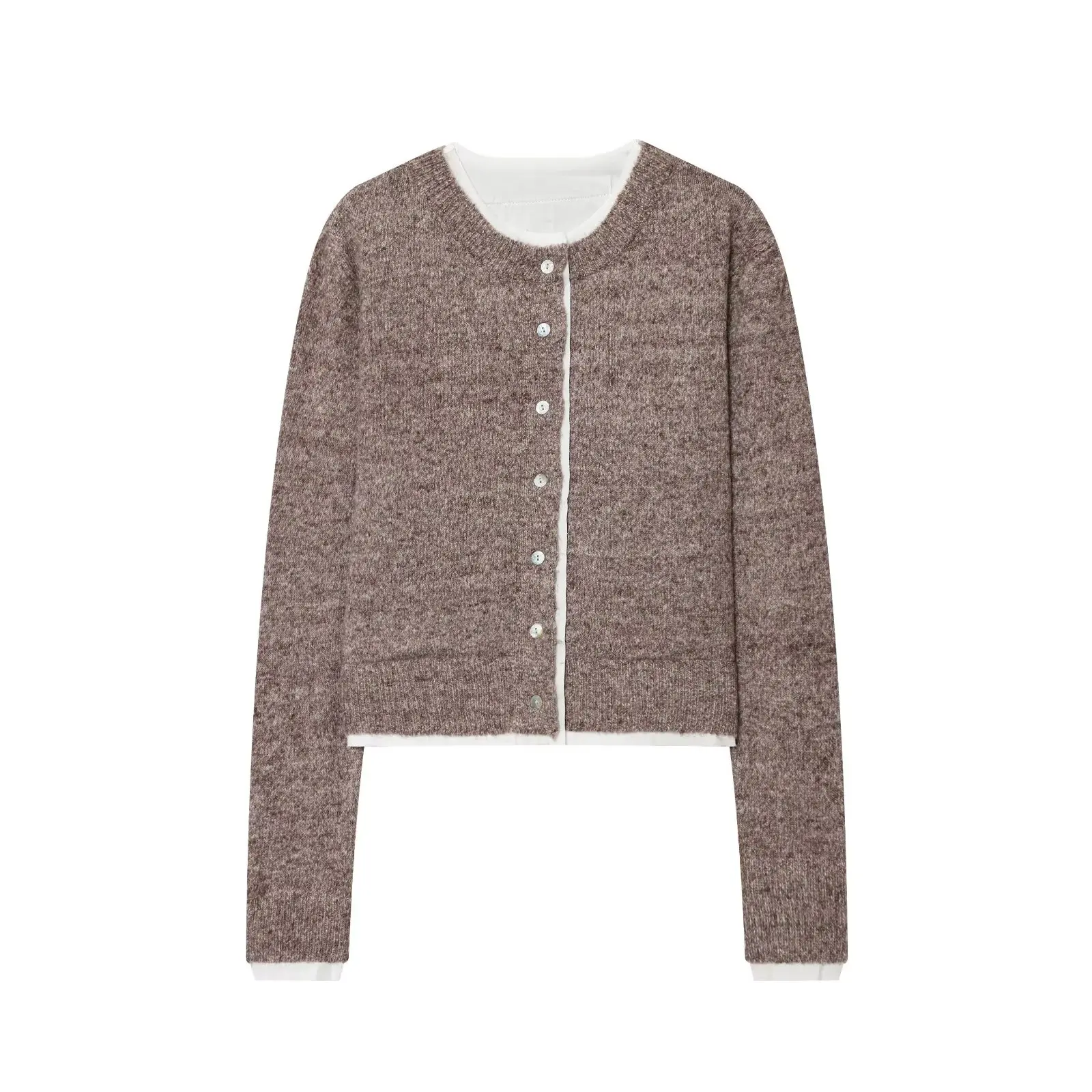 2025 أزياء المرأة اللون منعت محبوك سترة عارضة أزياء الخريف/الشتاء أعلى اللون منعت سترة مشغولة من الصوف جولة الرقبة الخطيئة