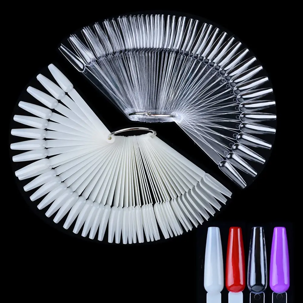 Nail Swatches Sticks,Clear Nails Sample Sticks,Transparent Fan-shaped Nail Art Tips Display Polish Board Display Practice Sticks