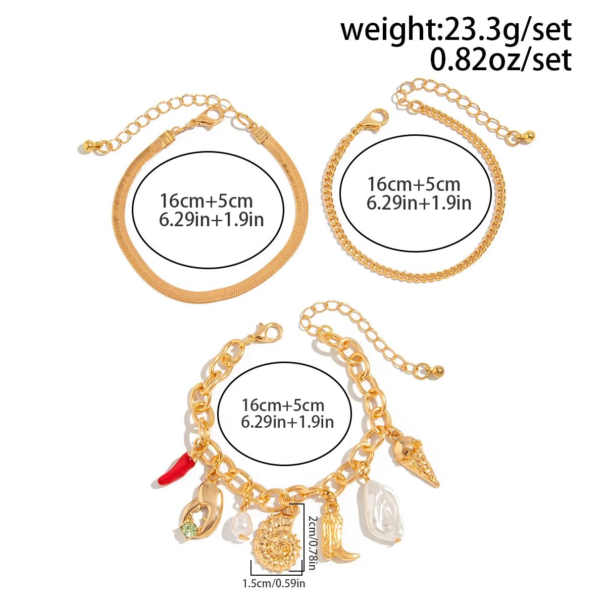 Boho Opposite Sex Imitation Pearl Metal Conch Boot Pendant Bracelet 2026 Irregular Multi-Element Shell Girl Fashion Jewelry