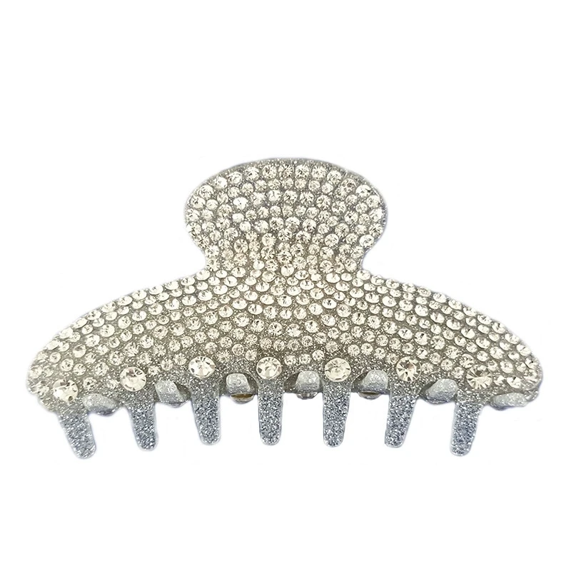 

Винтажная заколка для волос ручной работы большого размера с камнями, высококачественная яркая серебряная блестящая акриловая заколка для волос