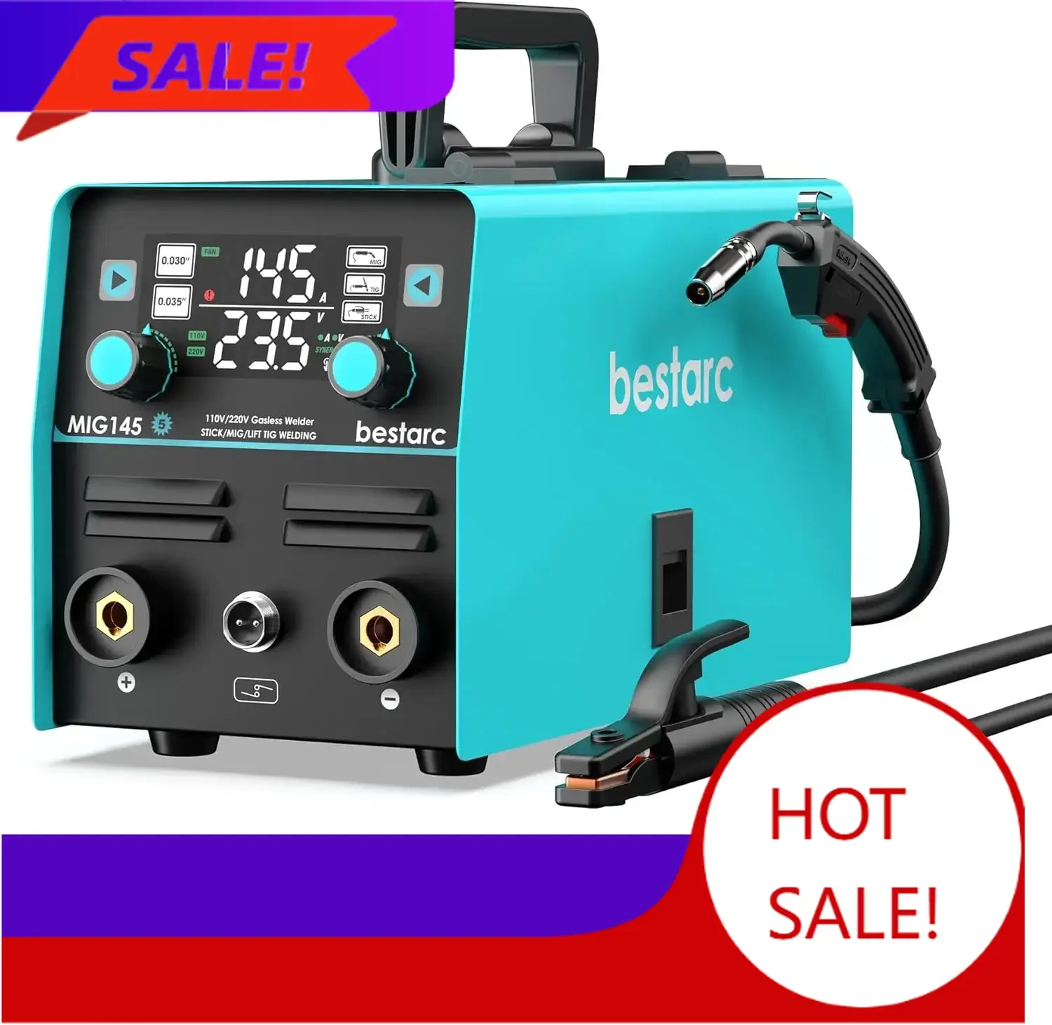 

BestsellerBestsellerBestseller[Hot Deal!]145A MIG Welder, 110V/220V Gasless Flux Core MIG Welder/Lift TIG/Stick 3 in 1 Synergic