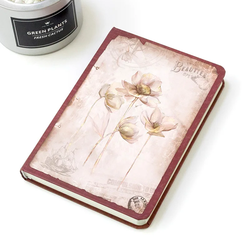 Creative Retro Dream Falling Flower Cloth Notepad Hard Surface Notebook Diary Book Note Book Stationery Gift Traveler Journal