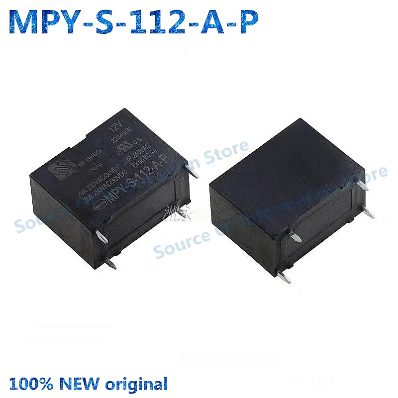 5Pcs MPY‑S‑112‑A‑P Power Relay DC12V 25A 250VAC 4Pin SPST‑NO High Current PCB Electromagnetic Relay