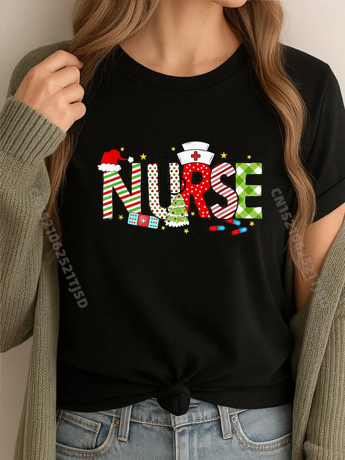 

Рождественский стетоскоп для медсестер, рождественские пижамы, пижамы, христианская футболка, женская весенняя распродажа, нормальная