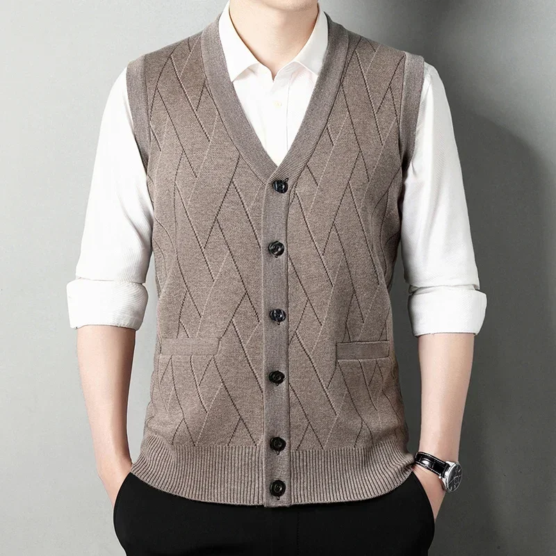 

Men's Thick Casual Sweater Vest, Autumn and Winter Warm Men's Cardigan Vest, 2024 Knitted Vest, Men's Cardigan Sweater