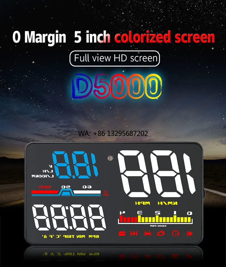 

New Vehicle Tool D5000 Gauge HUD Speedometer Head up Display Car Accessories Auto Meter for Car