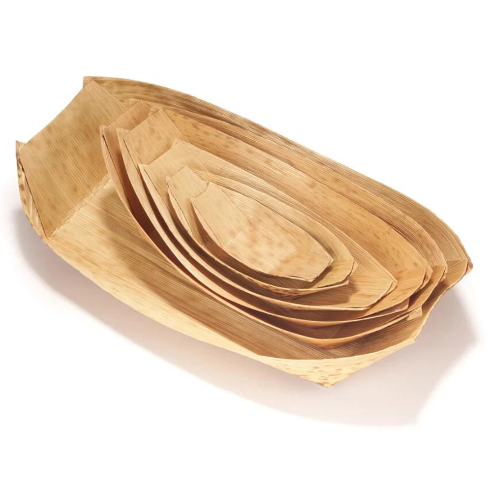 20 Pieces x Home Party Event Wedding Supplies, Disposable Eco-Friendly Tableware 220mm Bamboo Leaf Boat