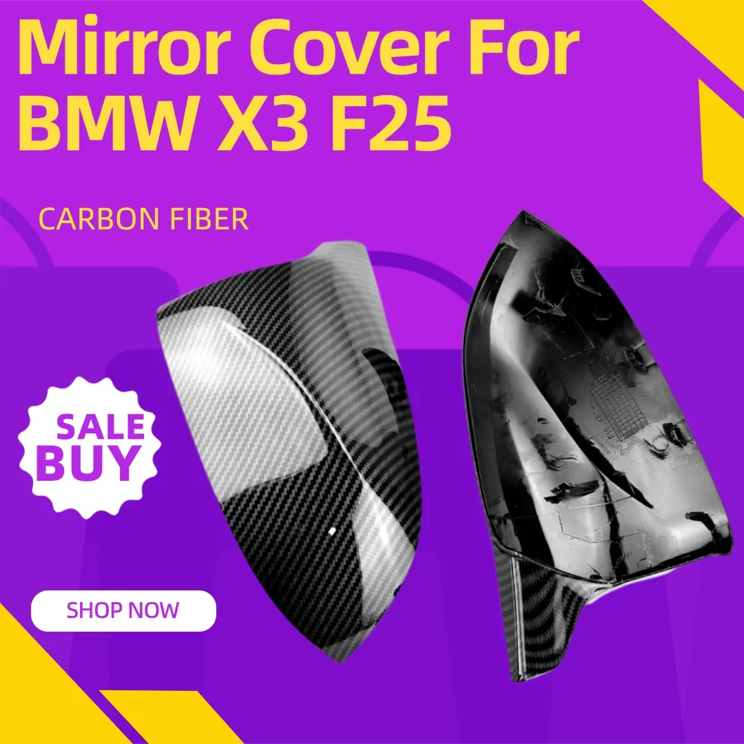Auto Car Rear View Side Mirror Cover Trim for BMW F25 X3 F26 X4 F15 X5 F16 X6 2014 2015-2018 Bright black Carbon Fiber view 4