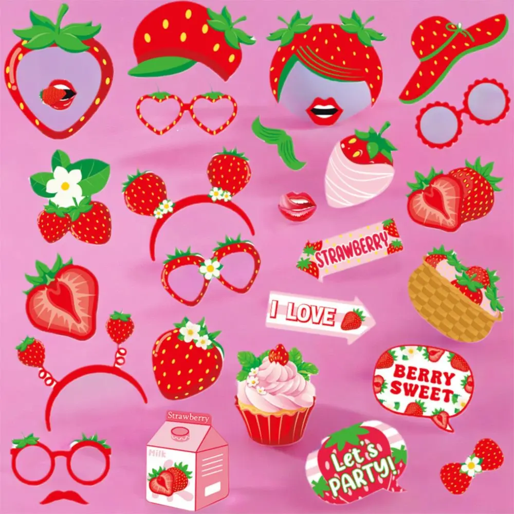 

Creative Red Summer Fruit Photo Props Paper Festival Photo Booth Props Strawberry Dress Up Costume Mask Beach Pool Party