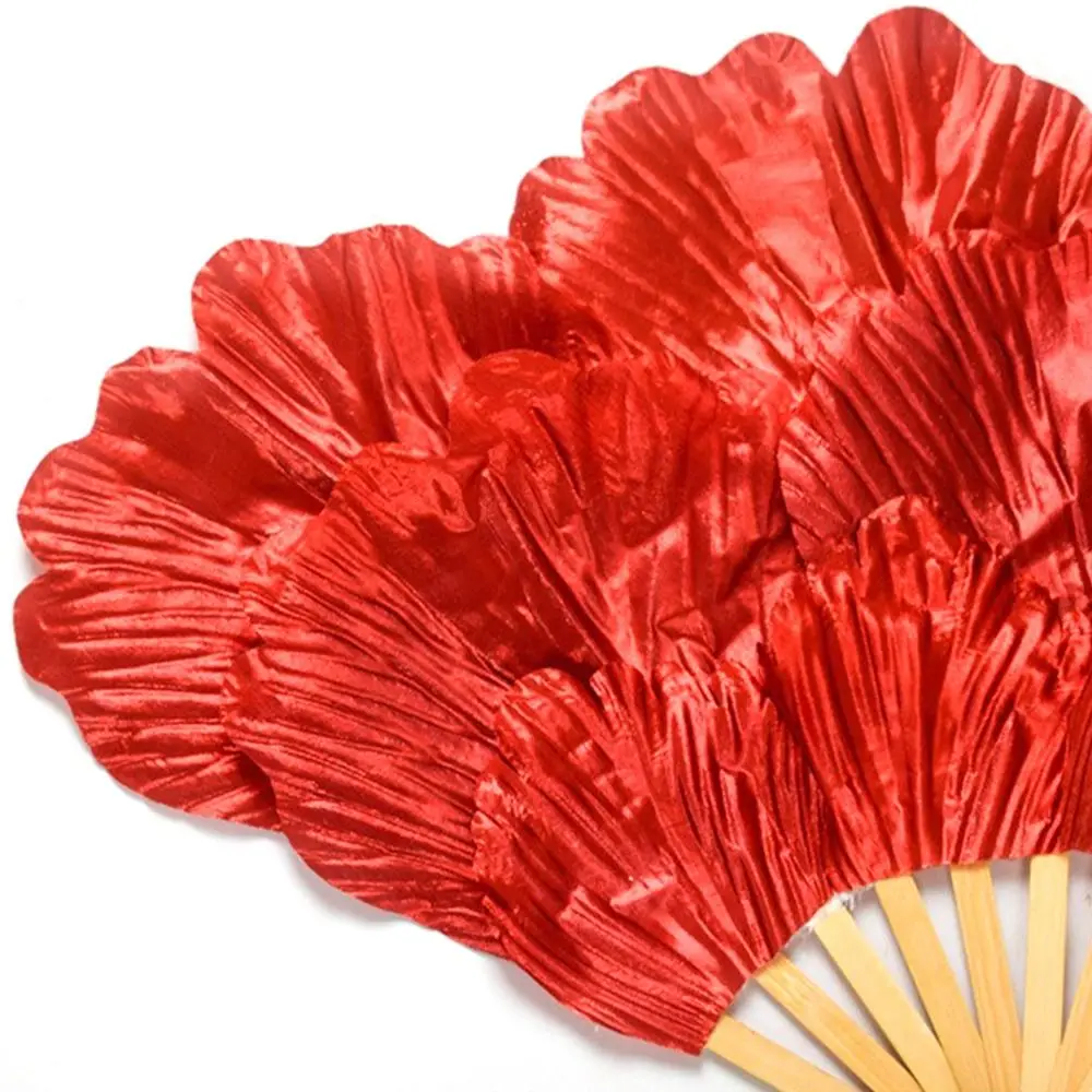 Portable Folding Belly Dancing Fan 38cm/45cm Long Imitation Peacock Silk Fans Peony Performance fan Square Dancing