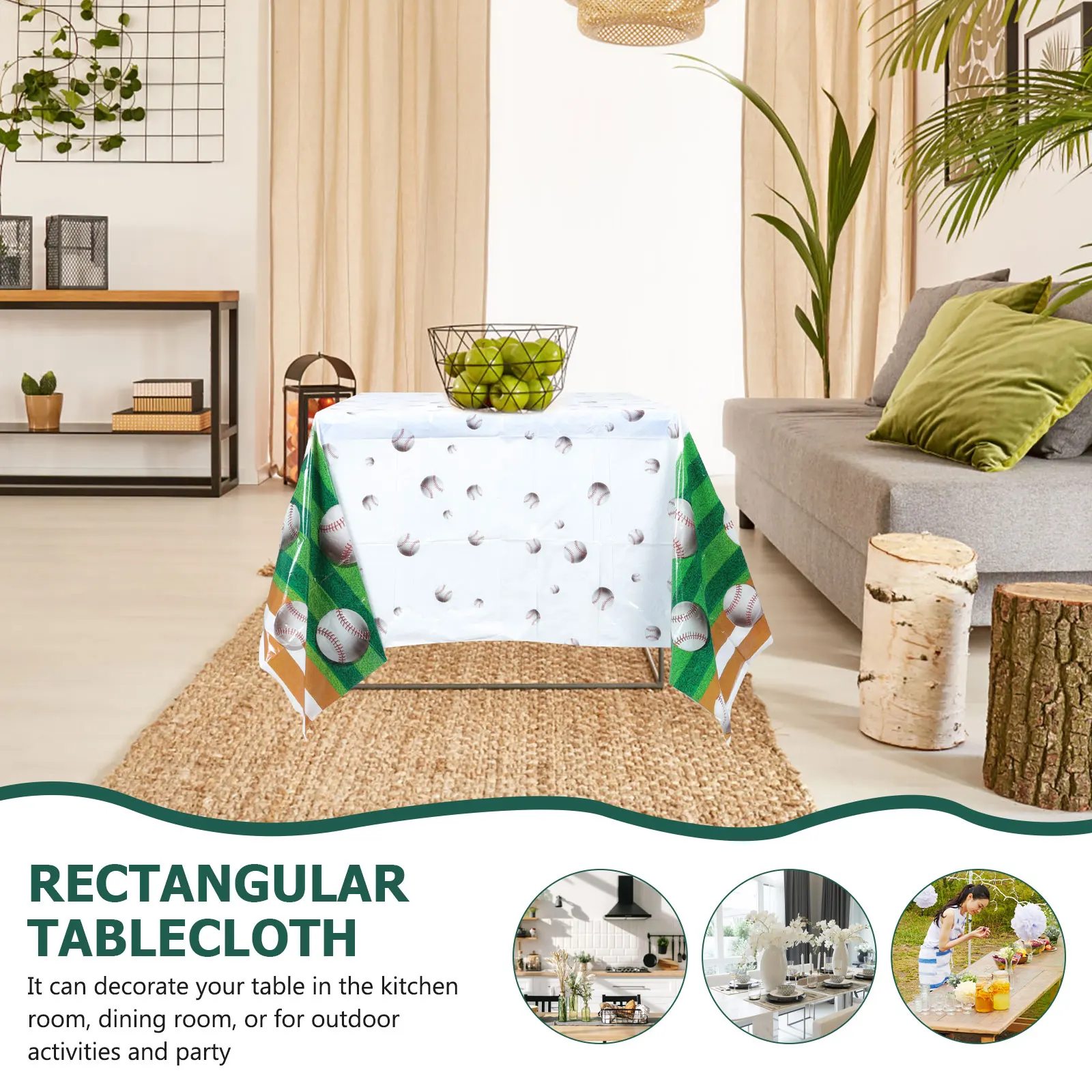 

1pc Baseball Theme Tablecloth Waterproof Rectangle Pe Cover For Picnic Birthday Party Outdoor Sports Decoration Simple Chic
