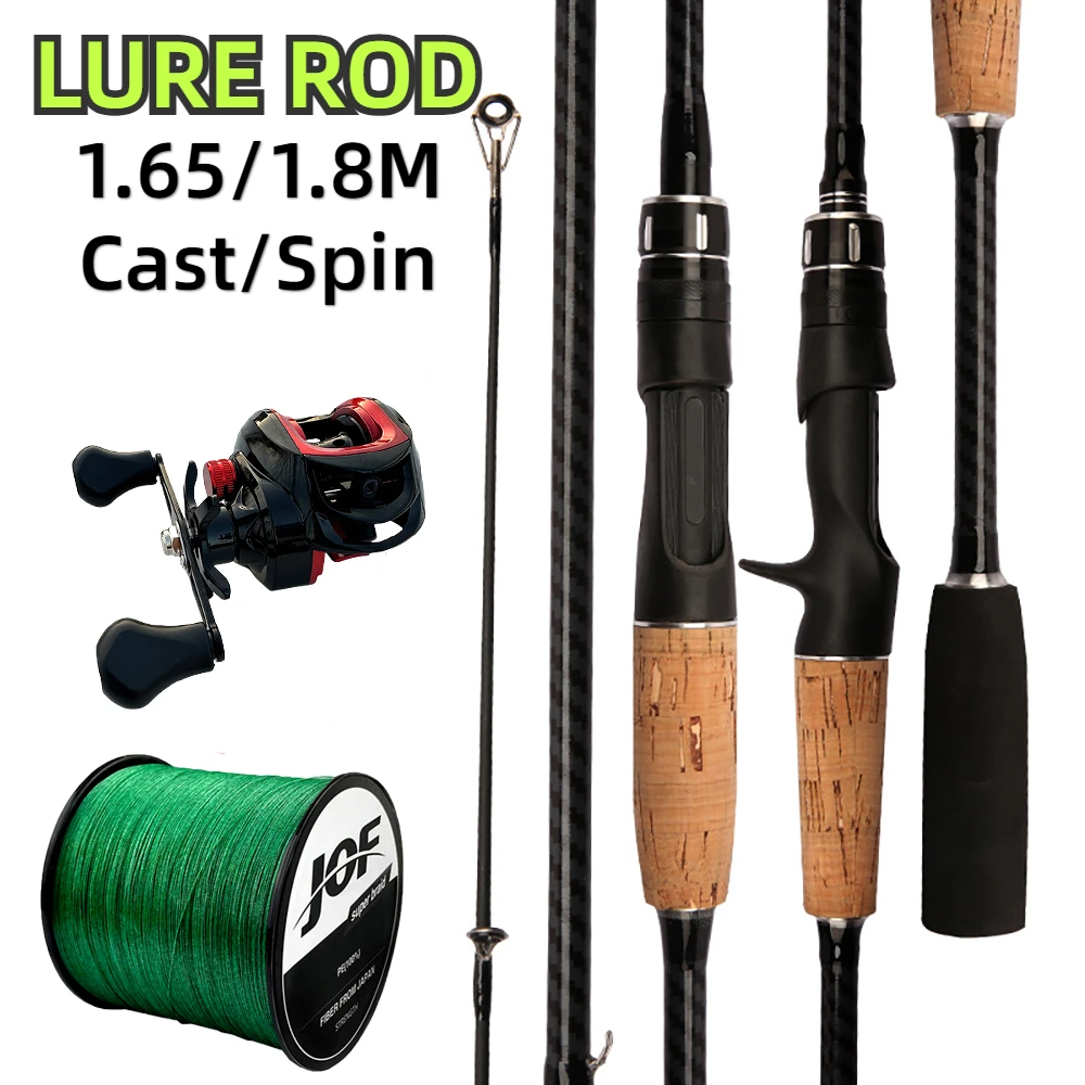 

1.65M / 1.8M Ultralight Hard ML Fishing Rod Combo Lure W.T 8-25g Spinning Jigging Pole 18+1BB Baitcasting Reel with Line Kits