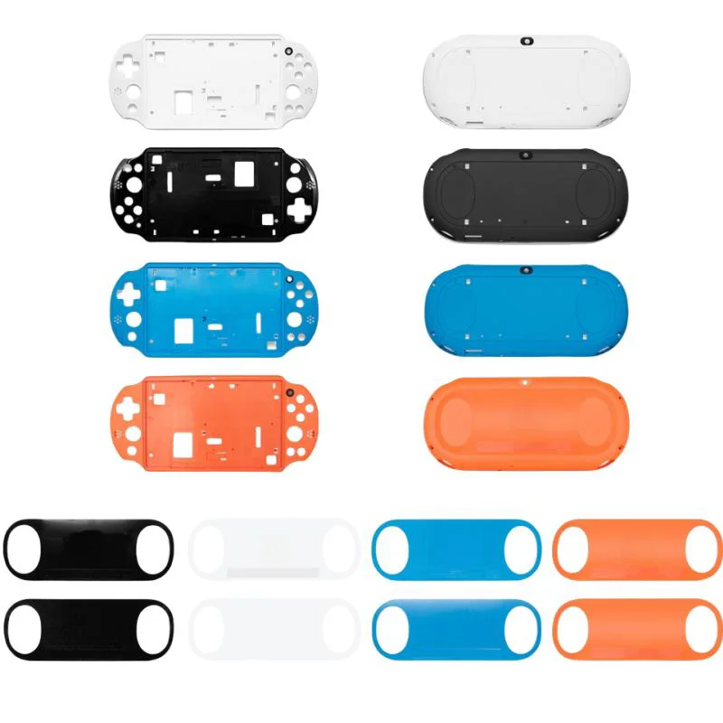 PS Vita 2000 게임용 콘솔 하우징 케이스 커버, PS Vita2000 쉘 전면 후면 쉘, 스티커 포함, 전원 버튼 블랙