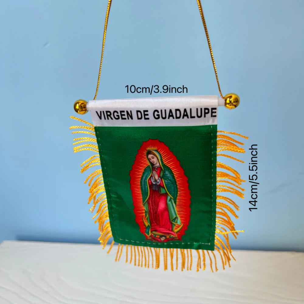 Our Lady Of Guadalupe Virgin Mary Flag 10*14cm Car Window Decoration Polyester Hanging Pennant Flags