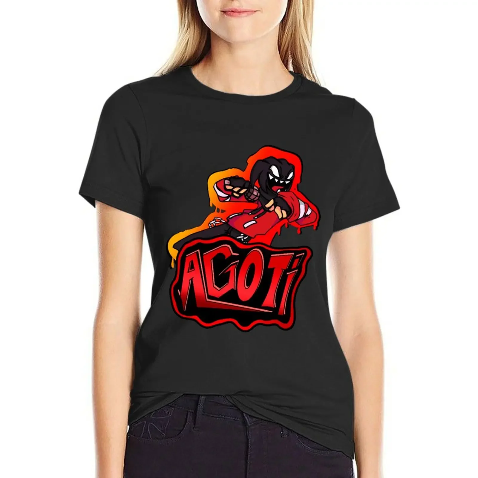 

AGOTI fnf mod character Graffiti T-Shirt cute tops plain animal print plain t shirts for Women