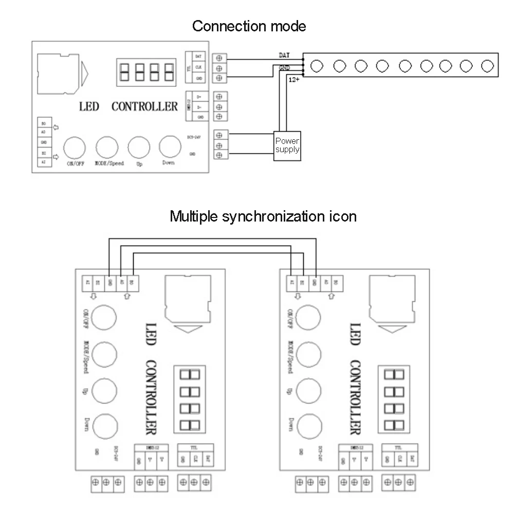 DC5-12V LED Strip Controller RGB WS2811 WS2812 Pixels Smart LED Controller Built in 102 Patterns Multiple synchronizations