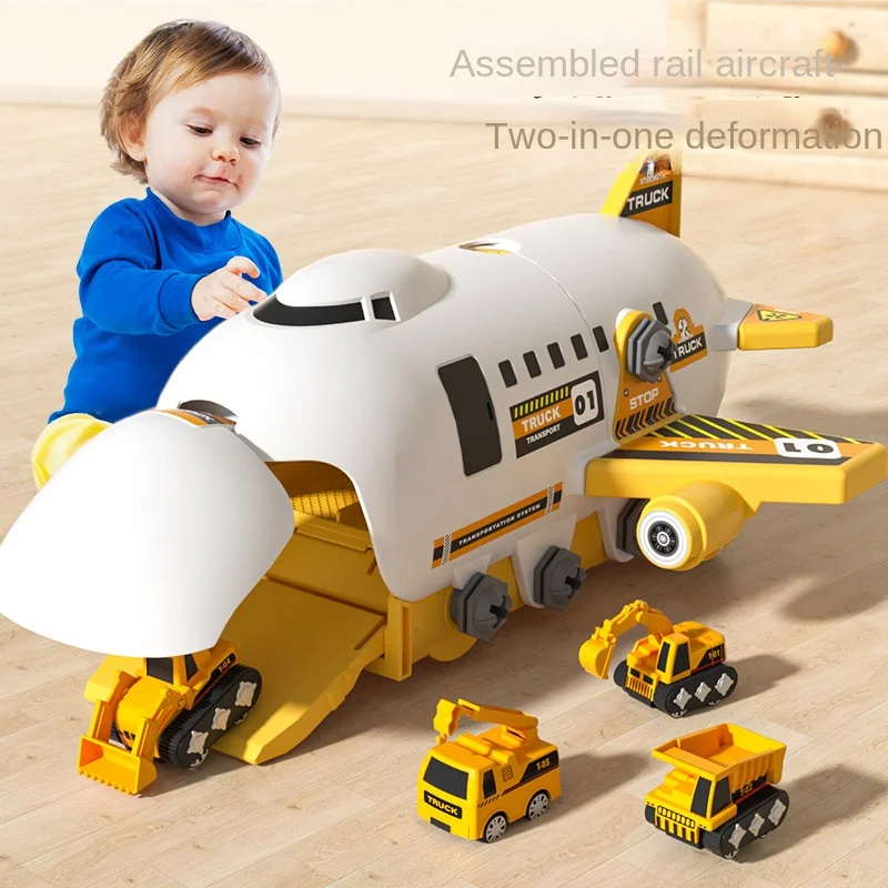 

DIY Assembly Toy Airplanes,Ejecting Sliding Tracks,Toddler Planes Toys With 4 Alloy Cars Kids Airplane Toys Race Track Car Toys