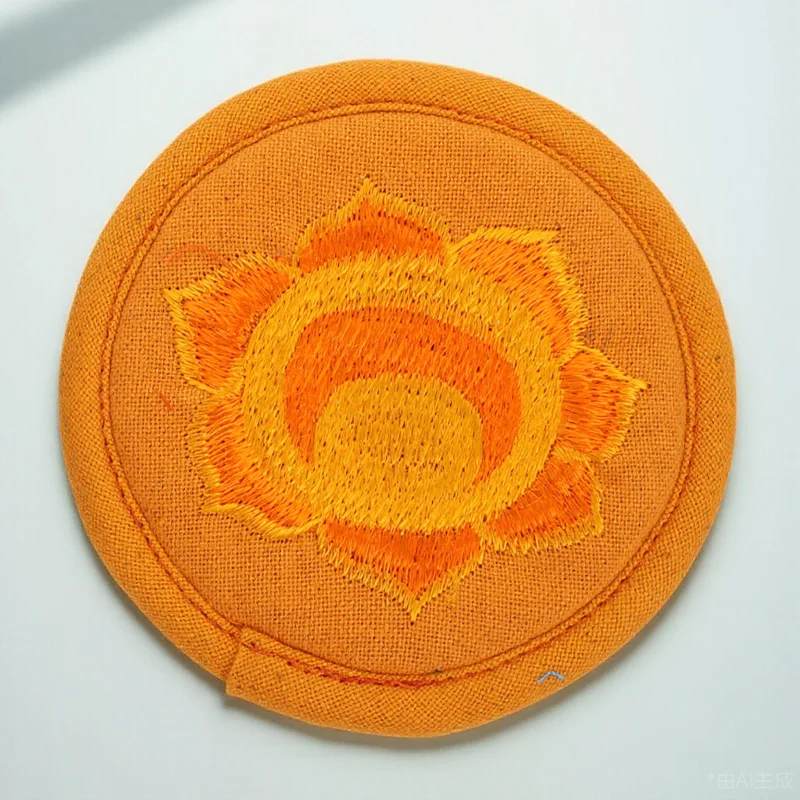 

Buddha Sound Bowl Mat Round Durable Cushion Religious Themed Pad Embroidery Sound Bowl Prop Religious Cushion Buddhism Prop