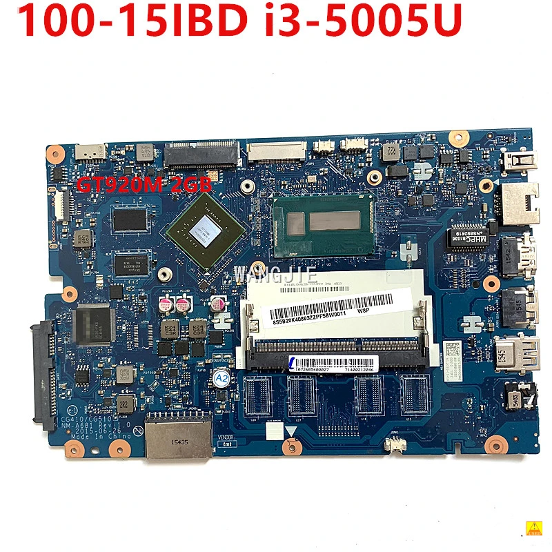 

100% Working For Lenovo IdeaPad 100-15IBD Used Mainboard NM-A681 i3-5005U Gtx920M 2GB 5B20K40893 5B20K40878