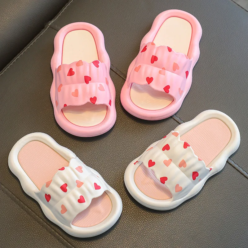 

Baby Girls Slippers Summer Children's Anti-slip Shoes Soft Sandals Love Heart Design Shoes Sandy Beach for Kids