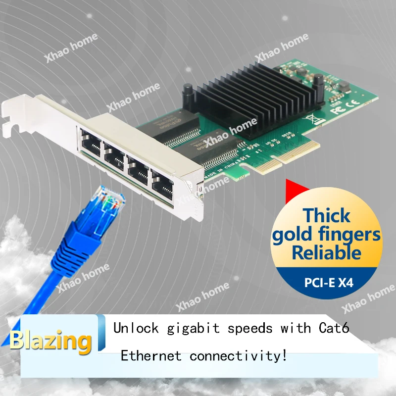 Para tarjeta Intel I350-T4 PCIe X4 Gigabit Ethernet (4 puertos) - NIC de servidor/escritorio con VLAN, WOL, cámara y visión industriales de fibra