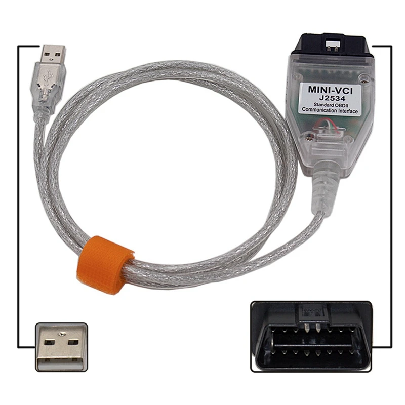 5X Car Diagnostic Cable Mini VCI V16.30.013 For Toyota OBD2 Mini VCI J2534 FTDI FT232RL TIS Auto Cables Connectors